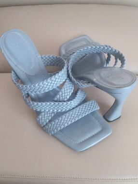 ASOS Braided Strappy High-Heel Sandals in Light Blue - Women's Size 12
